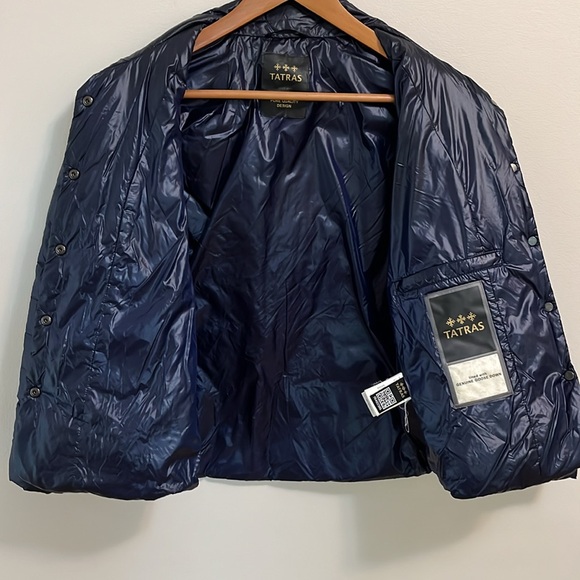 TATRAS Women's Navy Blue Puffer Jacket Genuine Goose Down Snap Closure Outdoor - Picture 10 of 13